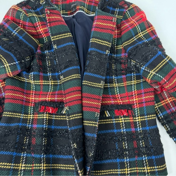J. Crew Stewart Plaid Tartan Lady Jacket Red Blazer Preppy Work Classic Size 2 - Picture 12 of 15